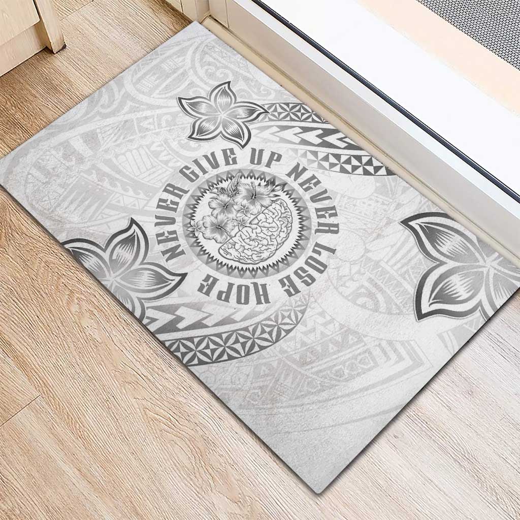 Brain Cancer Warrior Rubber Doormat Never Give Up