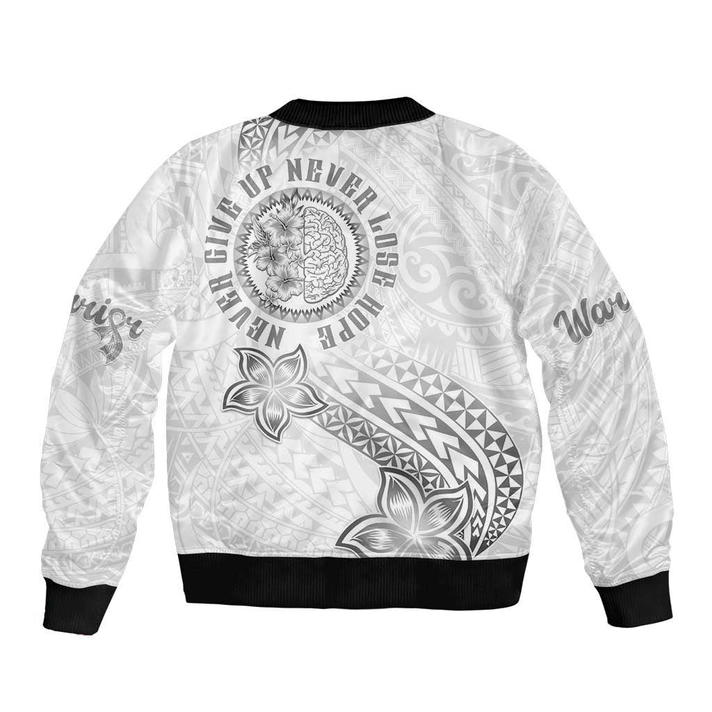 Brain Cancer Warrior Sleeve Zip Bomber Jacket Never Give Up