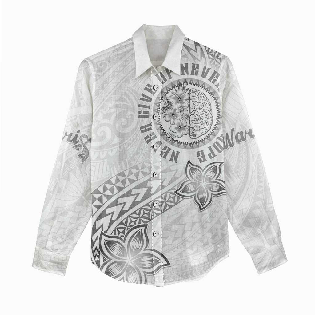 Brain Cancer Warrior Women Casual Shirt Never Give Up LT05 - Polynesian Pride