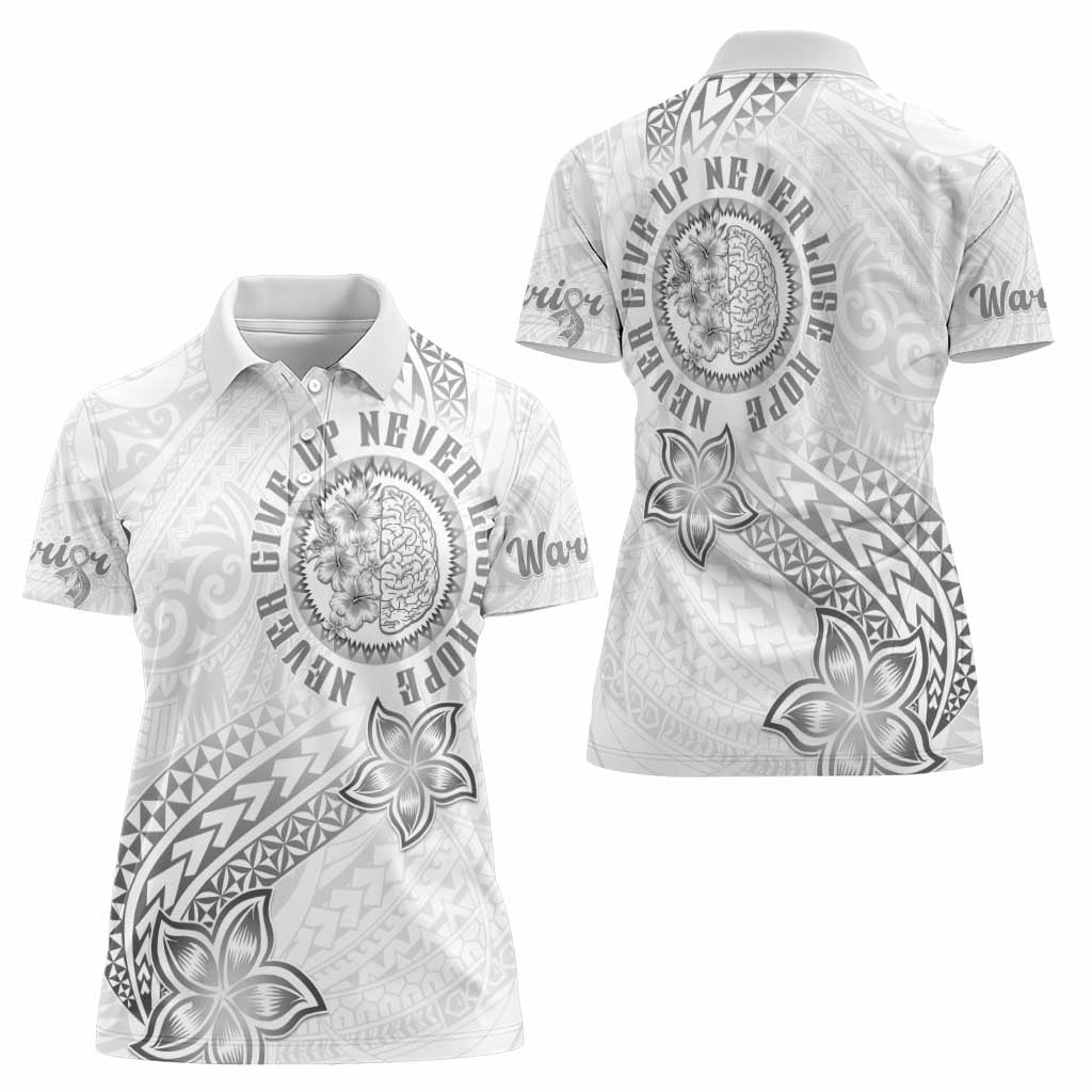 Brain Cancer Warrior Women Polo Shirt Never Give Up LT05 - Polynesian Pride