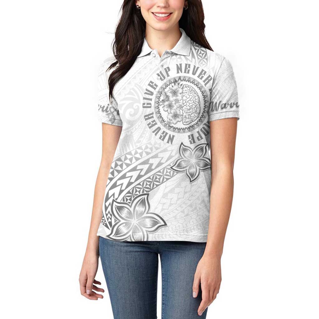 Brain Cancer Warrior Women Polo Shirt Never Give Up LT05 - Polynesian Pride