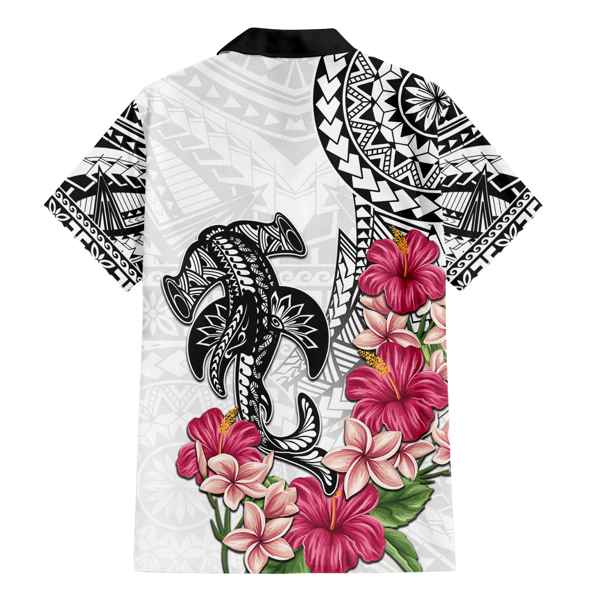 White Polynesian Hammerhead Shark Tribal Pattern Family Matching Mermaid Dress and Hawaiian Shirt LT05 - Polynesian Pride