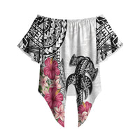 White Polynesian Hammerhead Shark Tribal Pattern Off Shoulder Wrap Waist Top LT05 White - Polynesian Pride