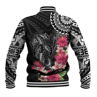 Black Polynesian Hammerhead Shark Tribal Pattern Baseball Jacket