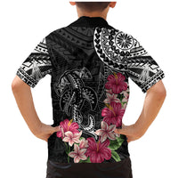 Black Polynesian Hammerhead Shark Tribal Pattern Family Matching Mermaid Dress and Hawaiian Shirt LT05 - Polynesian Pride