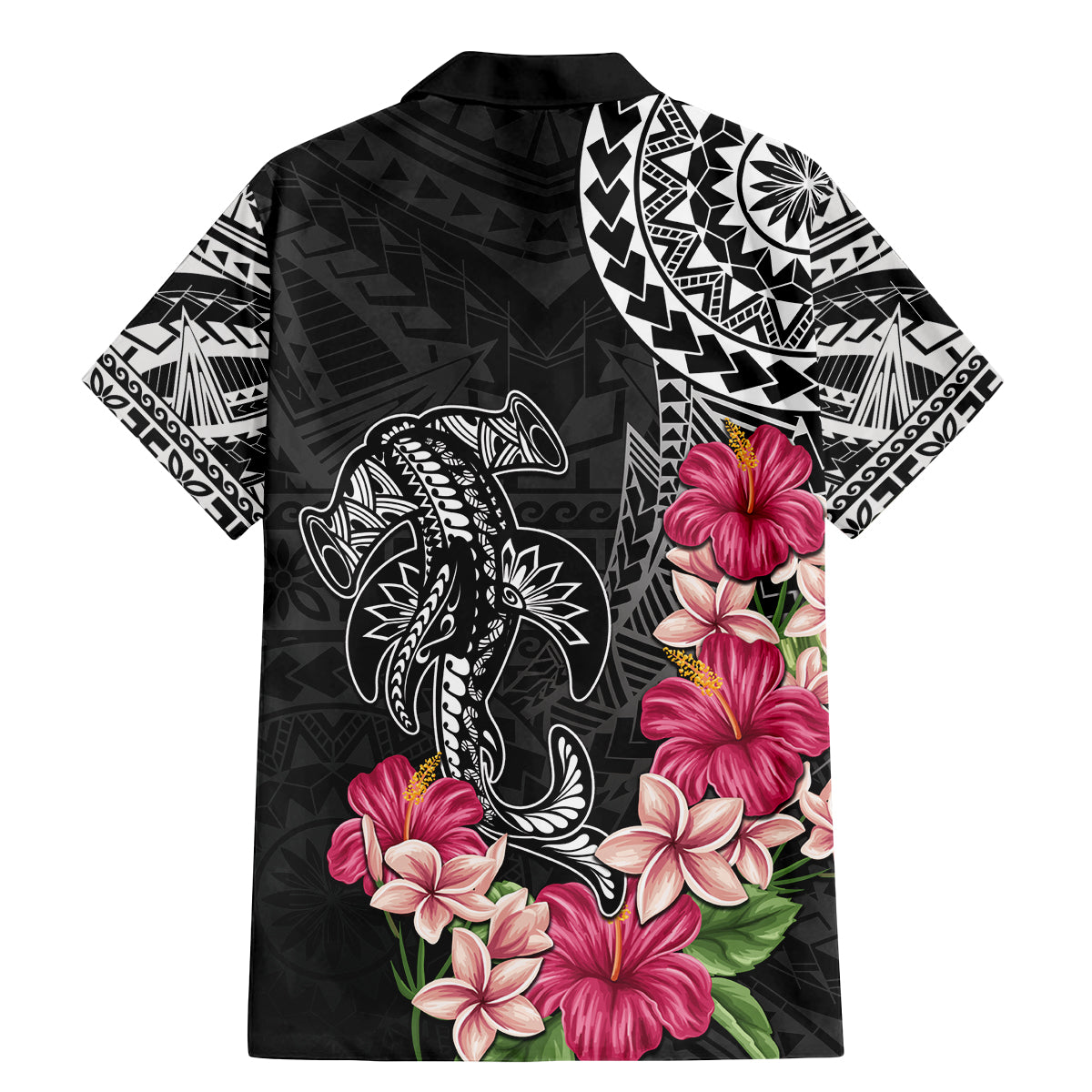 Black Polynesian Hammerhead Shark Tribal Pattern Family Matching Mermaid Dress and Hawaiian Shirt LT05 - Polynesian Pride