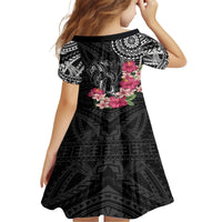 Black Polynesian Hammerhead Shark Tribal Pattern Family Matching Off Shoulder Maxi Dress and Hawaiian Shirt LT05 - Polynesian Pride
