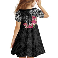 Black Polynesian Hammerhead Shark Tribal Pattern Family Matching Short Sleeve Bodycon Dress and Hawaiian Shirt LT05 - Polynesian Pride