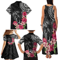 Black Polynesian Hammerhead Shark Tribal Pattern Family Matching Tank Maxi Dress and Hawaiian Shirt LT05 - Polynesian Pride