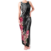 Black Polynesian Hammerhead Shark Tribal Pattern Family Matching Tank Maxi Dress and Hawaiian Shirt LT05 Mom's Dress Black - Polynesian Pride