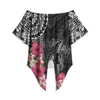 Black Polynesian Hammerhead Shark Tribal Pattern Off Shoulder Wrap Waist Top LT05 Black - Polynesian Pride