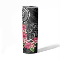 Black Polynesian Hammerhead Shark Tribal Pattern Skinny Tumbler LT05 - Polynesian Pride