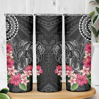 Black Polynesian Hammerhead Shark Tribal Pattern Skinny Tumbler LT05 - Polynesian Pride