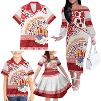French Polynesia Internal Autonomy Day Family Matching Off The Shoulder Long Sleeve Dress and Hawaiian Shirt Tropical Hibiscus And Turtle Pattern LT05 - Polynesian Pride