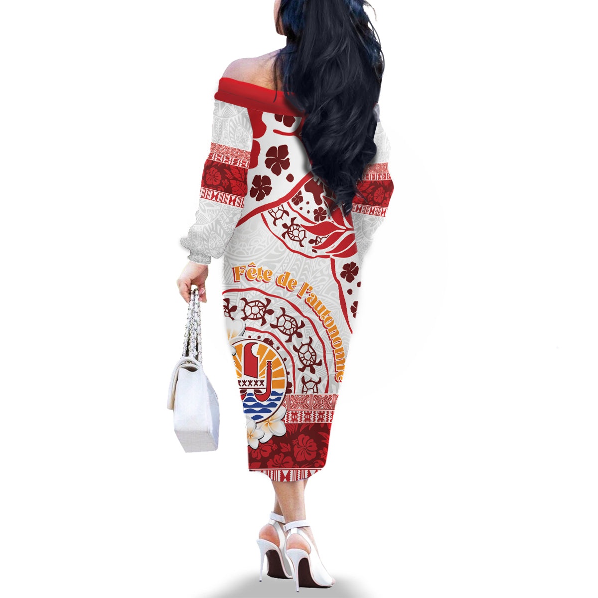 French Polynesia Internal Autonomy Day Family Matching Off The Shoulder Long Sleeve Dress and Hawaiian Shirt Tropical Hibiscus And Turtle Pattern LT05 - Polynesian Pride