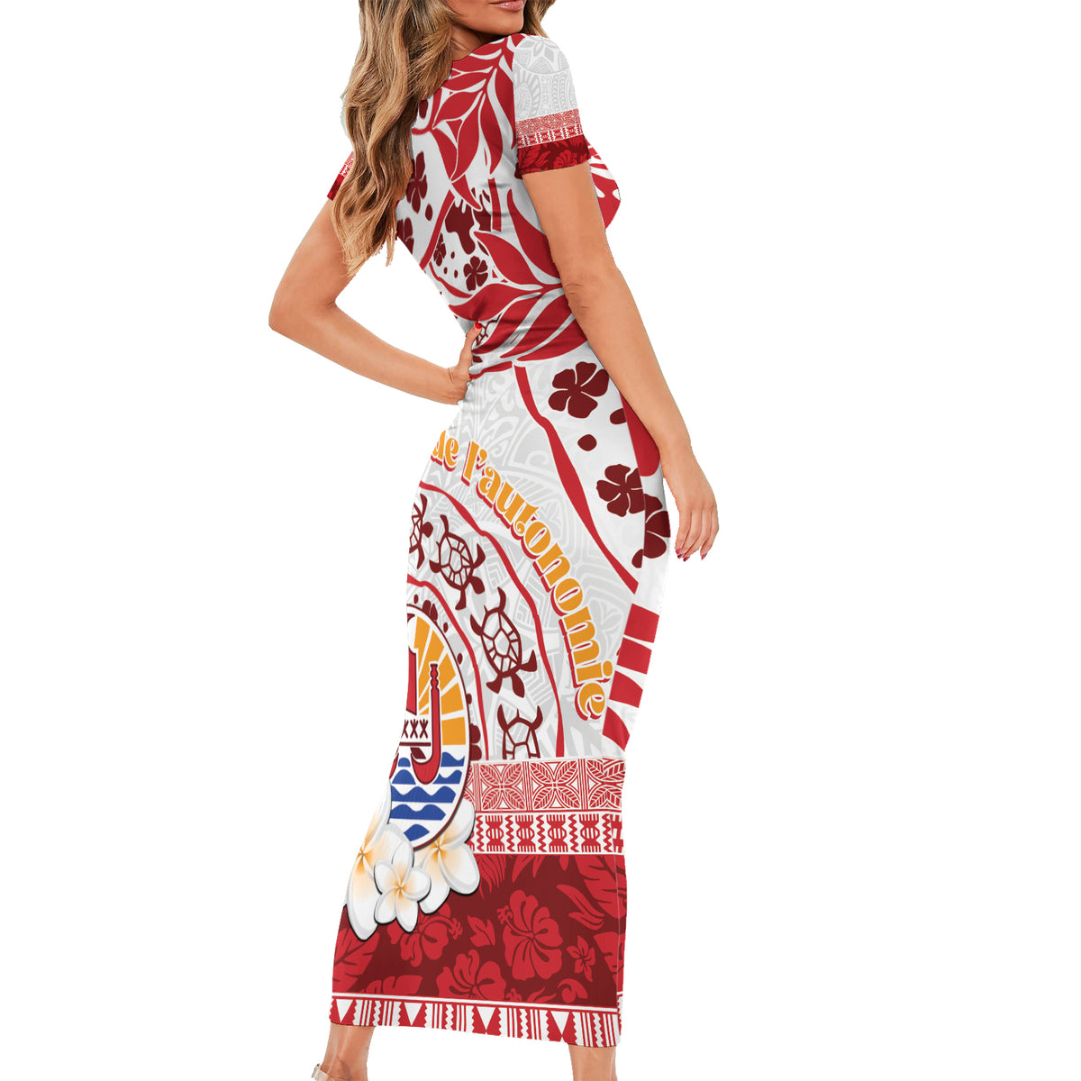 French Polynesia Internal Autonomy Day Family Matching Short Sleeve Bodycon Dress and Hawaiian Shirt Tropical Hibiscus And Turtle Pattern LT05 - Polynesian Pride