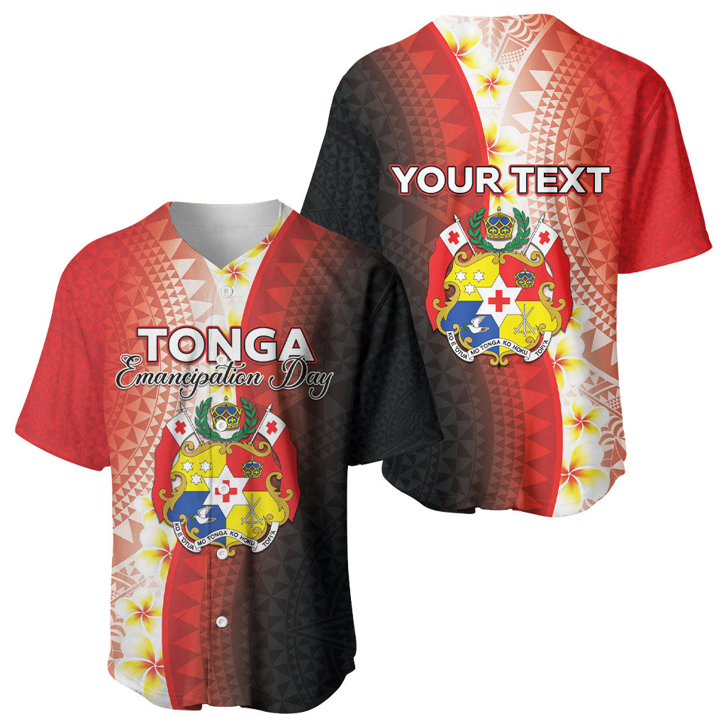 Personalised Tonga Emancipation Day Baseball Jersey Tongan Ngatu Pattern With Plumeria