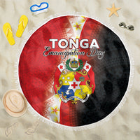 Tonga Emancipation Day Beach Blanket Tongan Ngatu Pattern With Plumeria