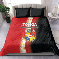 Tonga Emancipation Day Bedding Set Tongan Ngatu Pattern With Plumeria