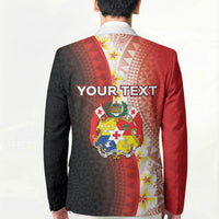 Personalised Tonga Emancipation Day Blazer Tongan Ngatu Pattern With Plumeria