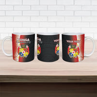 Personalised Tonga Emancipation Day Ceramic Mug Tongan Ngatu Pattern With Plumeria