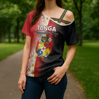 Personalised Tonga Emancipation Day Cross Shoulder Shirt Tongan Ngatu Pattern With Plumeria