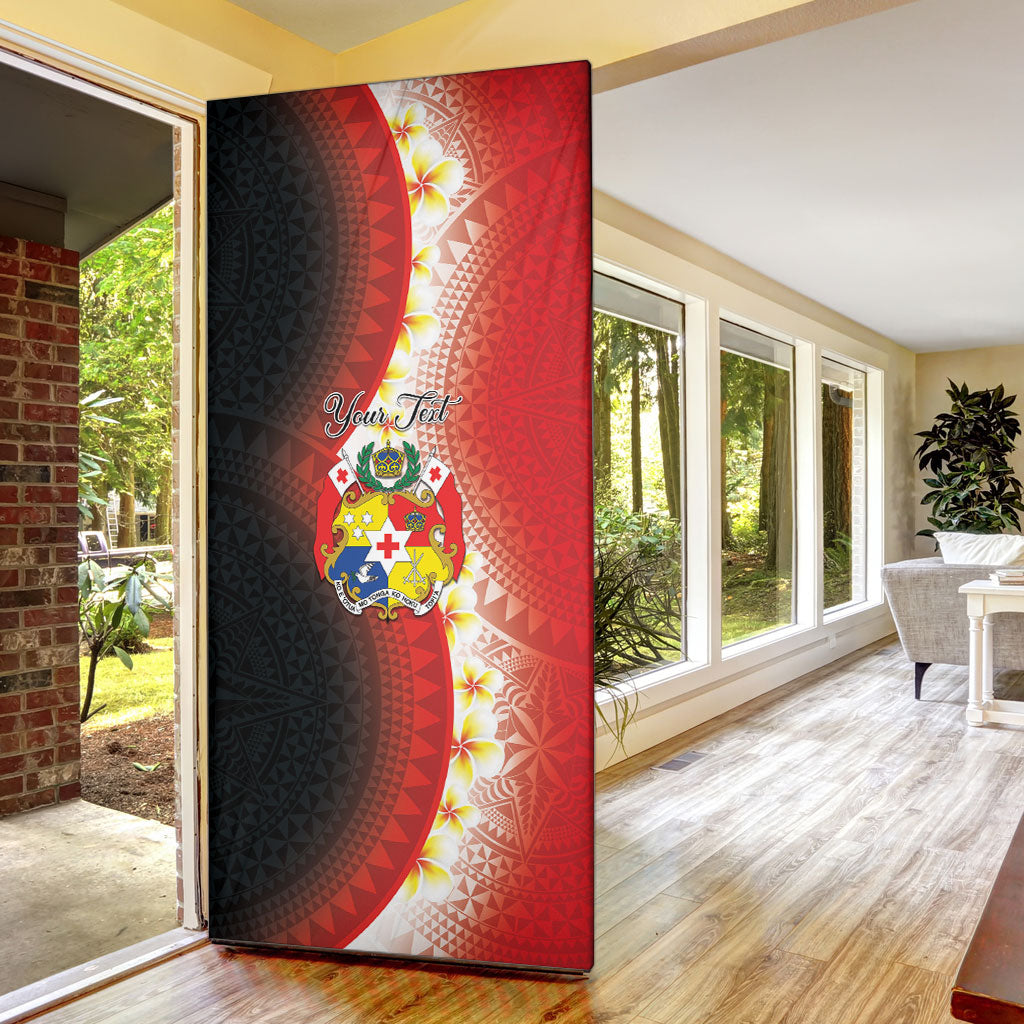 Personalised Tonga Emancipation Day Door Cover Tongan Ngatu Pattern With Plumeria