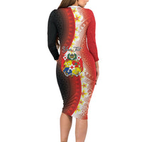 Personalised Tonga Emancipation Day Family Matching Long Sleeve Bodycon Dress and Hawaiian Shirt Tongan Ngatu Pattern With Plumeria LT05 - Polynesian Pride