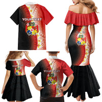 Personalised Tonga Emancipation Day Family Matching Mermaid Dress and Hawaiian Shirt Tongan Ngatu Pattern With Plumeria LT05 - Polynesian Pride