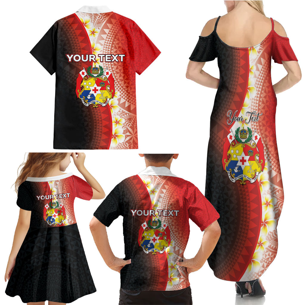 Personalised Tonga Emancipation Day Family Matching Summer Maxi Dress and Hawaiian Shirt Tongan Ngatu Pattern With Plumeria LT05 - Polynesian Pride