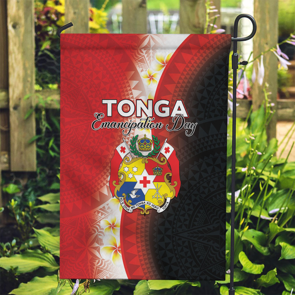 Tonga Emancipation Day Garden Flag Tongan Ngatu Pattern With Plumeria