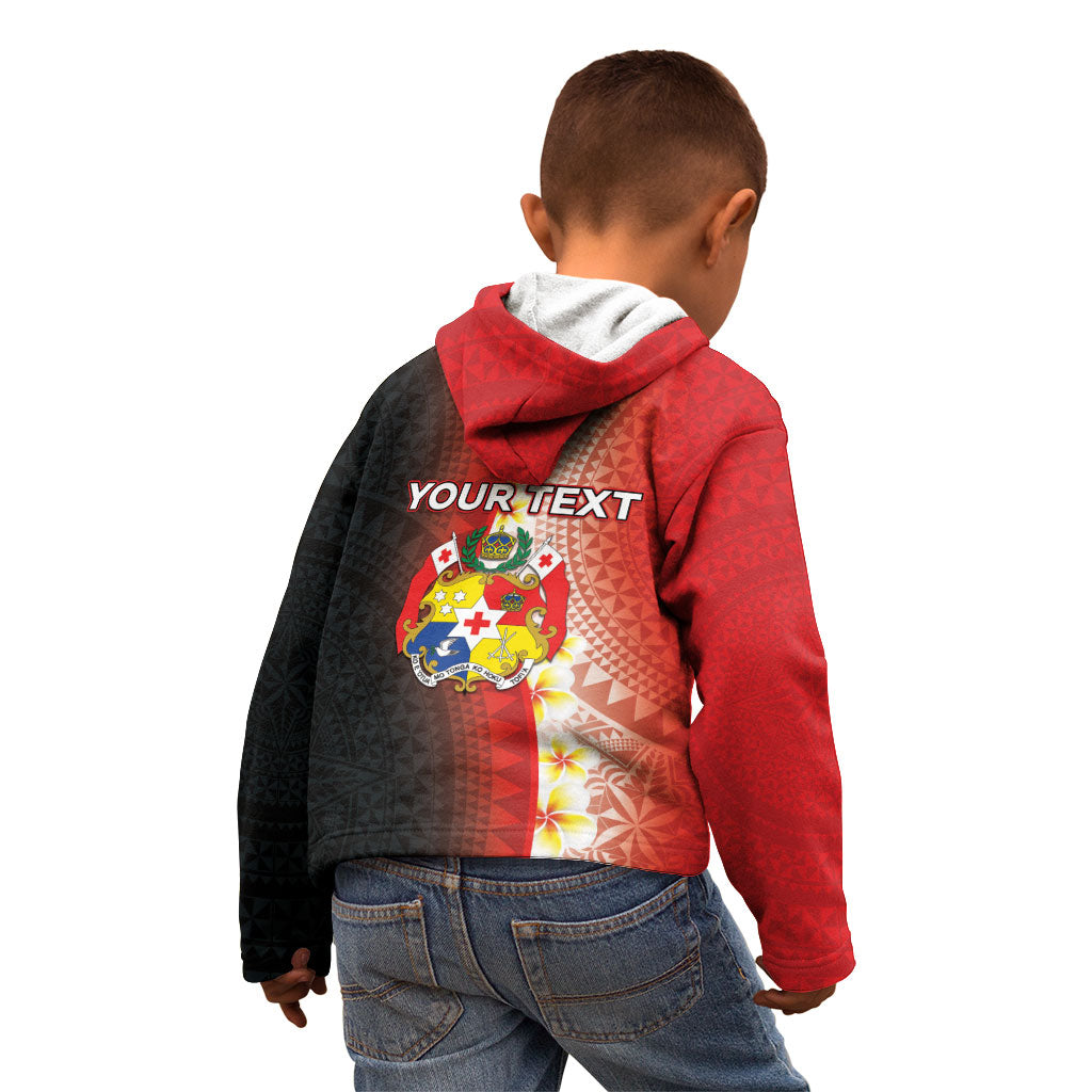 Personalised Tonga Emancipation Day Kid Hoodie Tongan Ngatu Pattern With Plumeria
