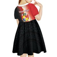 Personalised Tonga Emancipation Day Kid Short Sleeve Dress Tongan Ngatu Pattern With Plumeria