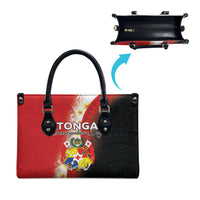 Tonga Emancipation Day Leather Bag Tongan Ngatu Pattern With Plumeria