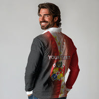 Personalised Tonga Emancipation Day Long Sleeve Polo Shirt Tongan Ngatu Pattern With Plumeria