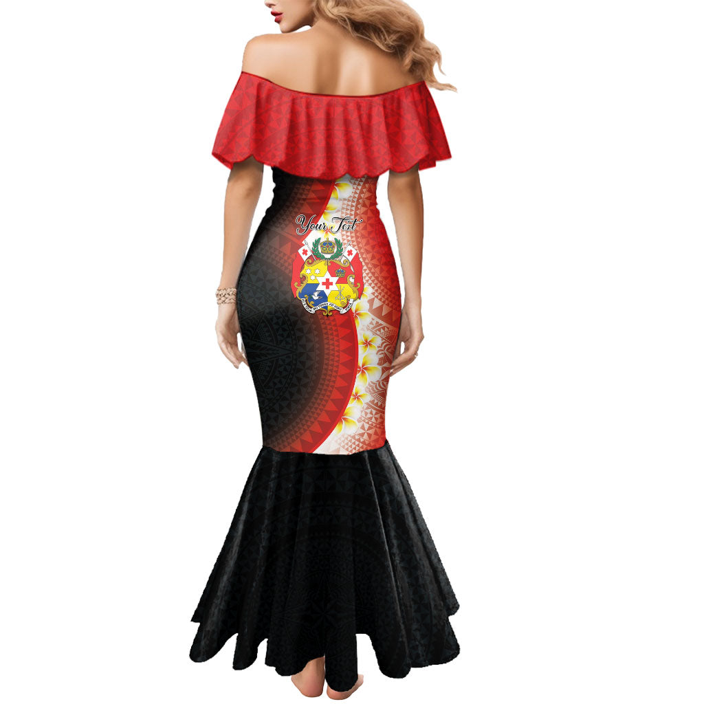 Personalised Tonga Emancipation Day Mermaid Dress Tongan Ngatu Pattern With Plumeria LT05 - Polynesian Pride