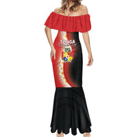 Personalised Tonga Emancipation Day Mermaid Dress Tongan Ngatu Pattern With Plumeria LT05 - Polynesian Pride