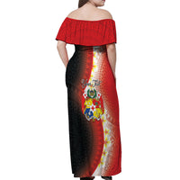 Personalised Tonga Emancipation Day Off Shoulder Maxi Dress Tongan Ngatu Pattern With Plumeria