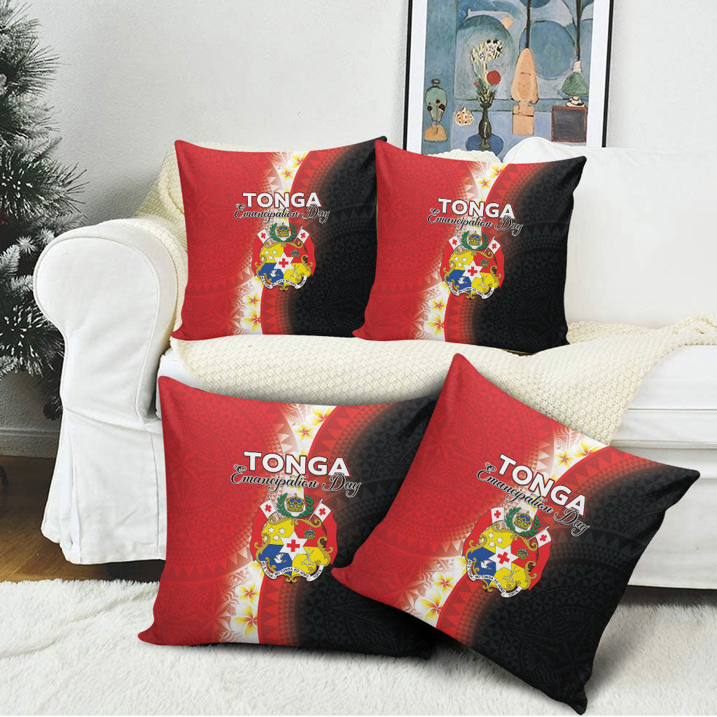 Tonga Emancipation Day Pillow Cover Tongan Ngatu Pattern With Plumeria