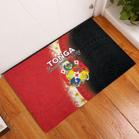 Tonga Emancipation Day Rubber Doormat Tongan Ngatu Pattern With Plumeria