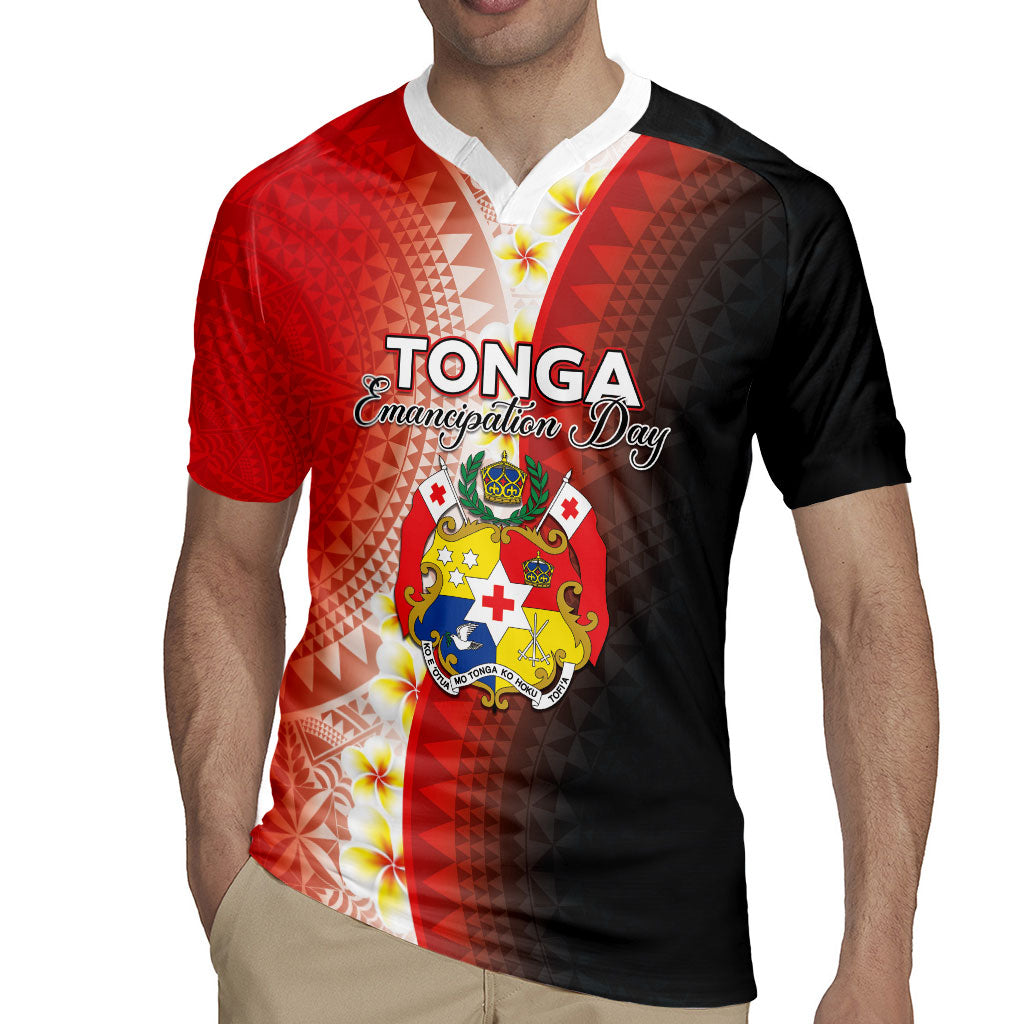 Personalised Tonga Emancipation Day Rugby Jersey Tongan Ngatu Pattern With Plumeria