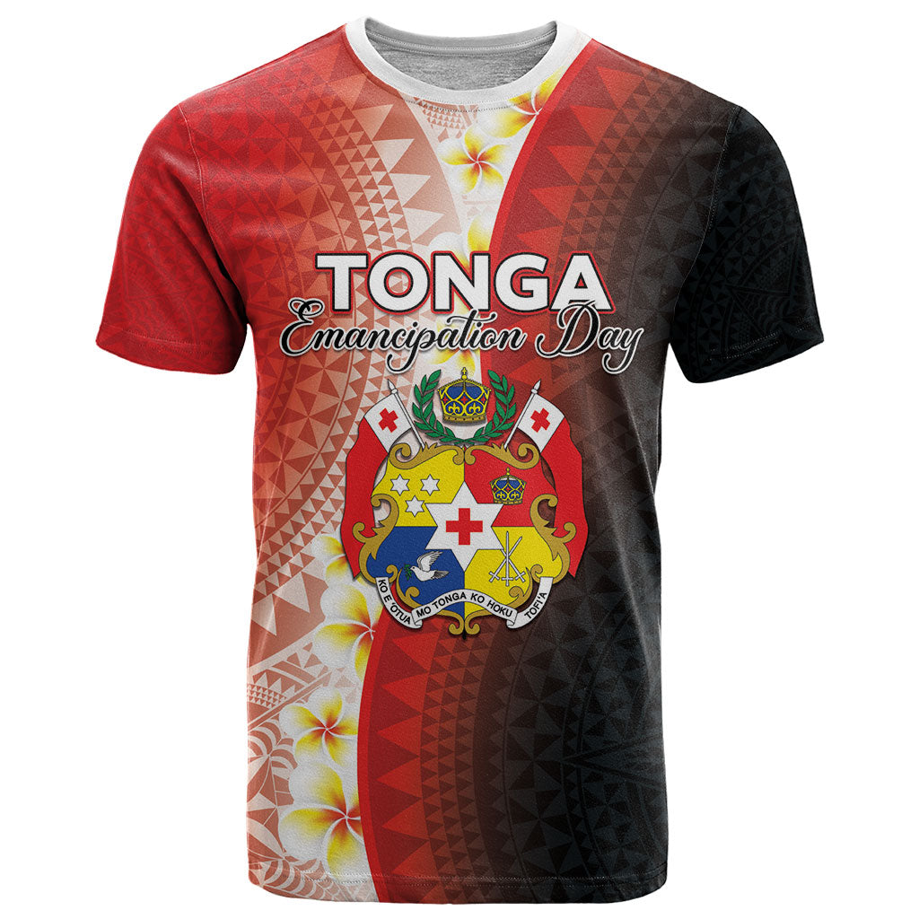 Personalised Tonga Emancipation Day T Shirt Tongan Ngatu Pattern With Plumeria