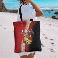 Tonga Emancipation Day Tote Bag Tongan Ngatu Pattern With Plumeria