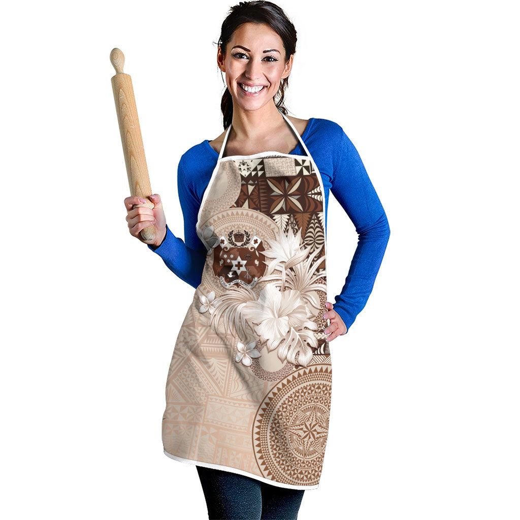 Tonga Ngatu Motifs Apron With Coat Of Arms Beige