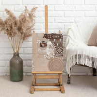 Tonga Ngatu Motifs Canvas Wall Art With Coat Of Arms Beige