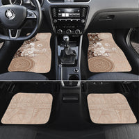Tonga Ngatu Motifs Car Mats With Coat Of Arms Beige LT05 Set 4pcs Beige - Polynesian Pride