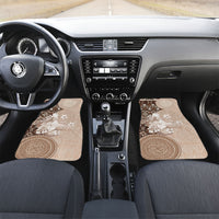 Tonga Ngatu Motifs Car Mats With Coat Of Arms Beige LT05 Set 2pcs - Front Beige - Polynesian Pride