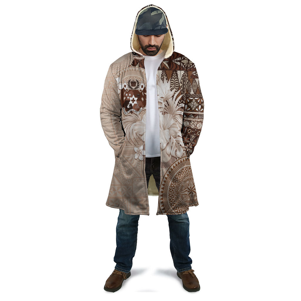 Tonga Ngatu Motifs Cloak With Coat Of Arms Beige