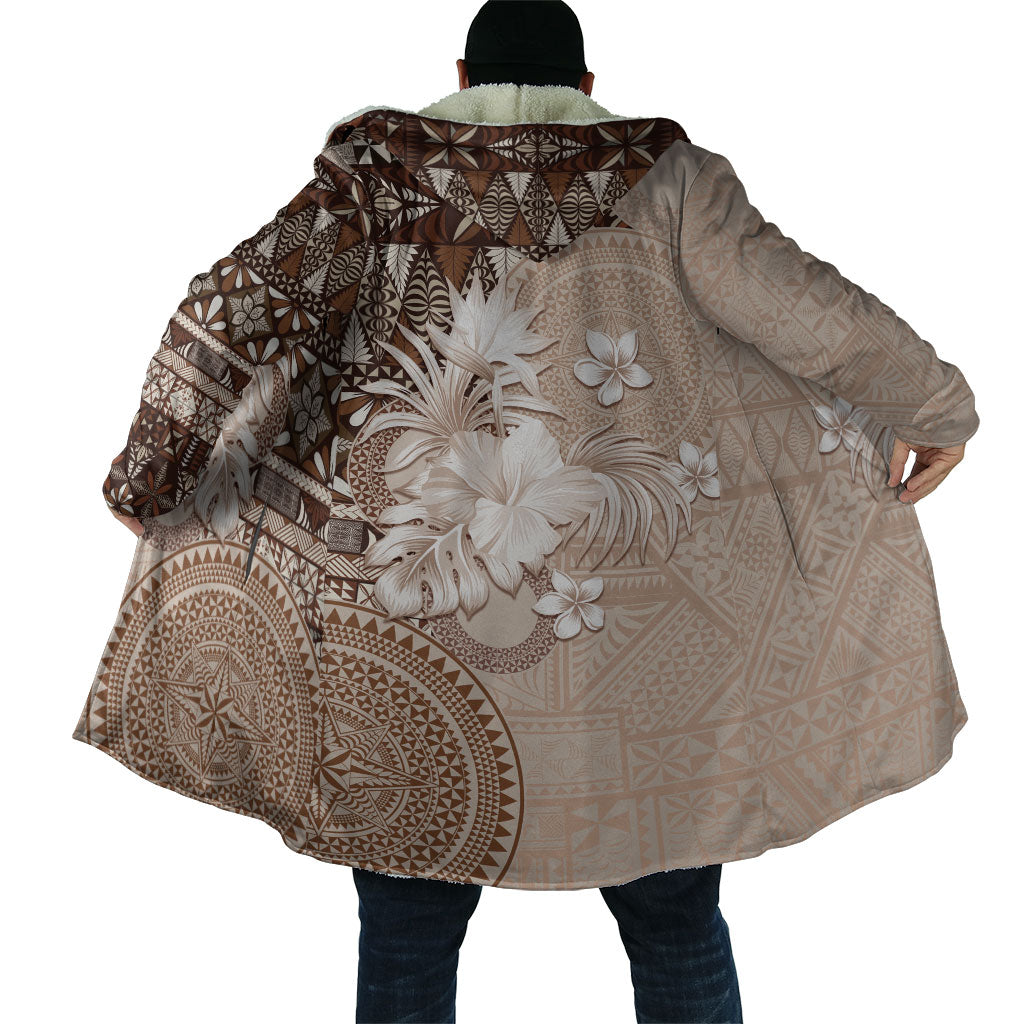 Tonga Ngatu Motifs Cloak With Coat Of Arms Beige