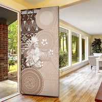 Tonga Ngatu Motifs Door Cover With Coat Of Arms Beige